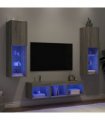 vidaXL 5 Piece TV Wall Units with LED Grey Sonoma Engineered Wood