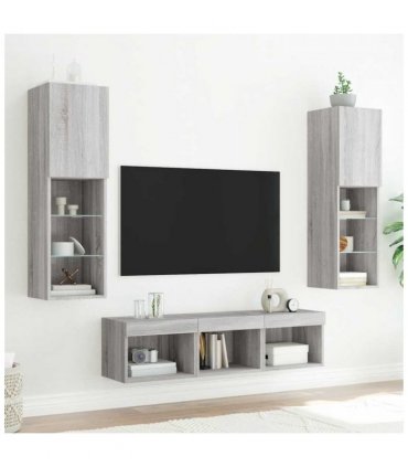 vidaXL 5 Piece TV Wall Units with LED Grey Sonoma Engineered Wood