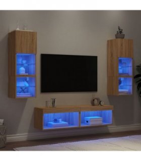 vidaXL 6 Piece TV Wall Units with LED Sonoma Oak Engineered Wood