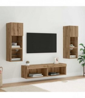 vidaXL TV Wall Unit Wall-mounted 6 pcs Artisan Oak Engineered Wood