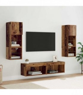 vidaXL TV Wall Unit Wall-mounted 6 pcs Old Wood Engineered Wood