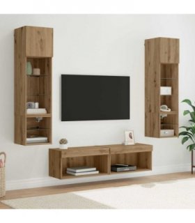 vidaXL TV Wall Unit Wall-mounted 6 pcs Artisan Oak Engineered Wood — V0671980946