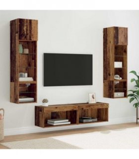 vidaXL TV Wall Unit Wall-mounted 6 pcs Old Wood Engineered Wood — V0671980948