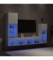 vidaXL 4 Piece TV Wall Units with LED White Engineered Wood