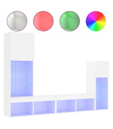 vidaXL 4 Piece TV Wall Units with LED White Engineered Wood