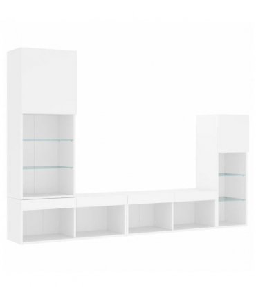 vidaXL 4 Piece TV Wall Units with LED White Engineered Wood