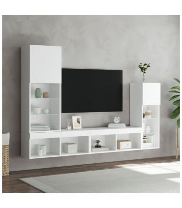 vidaXL 4 Piece TV Wall Units with LED White Engineered Wood