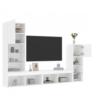 vidaXL 4 Piece TV Wall Units with LED White Engineered Wood
