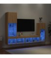 vidaXL 4 Piece TV Wall Units with LED Sonoma Oak Engineered Wood