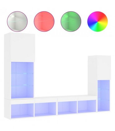 vidaXL 4 Piece TV Wall Units with LED White Engineered Wood — V0671980973