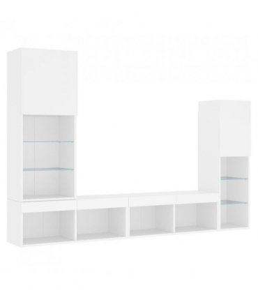 vidaXL 4 Piece TV Wall Units with LED White Engineered Wood — V0671980973