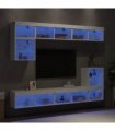 vidaXL TV Wall Unit | White | Engineered wood and glass | Large | TV Wall Unit