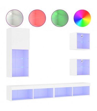 vidaXL 5 Piece TV Wall Units with LED White Engineered Wood — V0671980984
