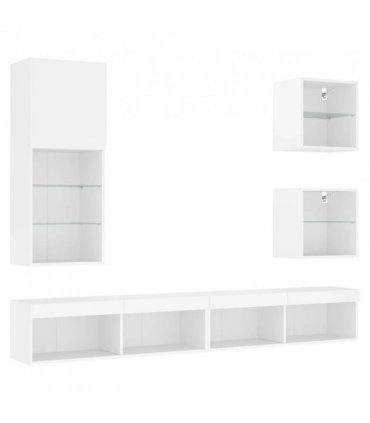 vidaXL 5 Piece TV Wall Units with LED White Engineered Wood — V0671980984