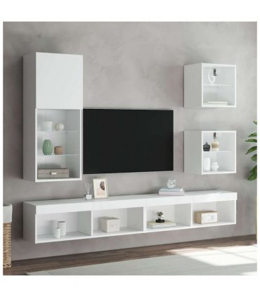 vidaXL 5 Piece TV Wall Units with LED White Engineered Wood — V0671980984