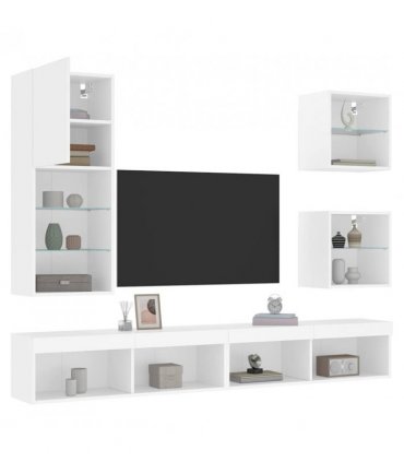 vidaXL 5 Piece TV Wall Units with LED White Engineered Wood — V0671980984