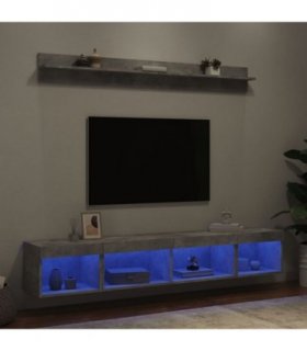 vidaXL 5 Piece TV Wall Units with LED Concrete Grey Engineered Wood