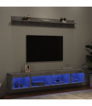 vidaXL 5 Piece TV Wall Units with LED Concrete Grey Engineered Wood