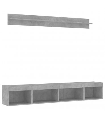 vidaXL 5 Piece TV Wall Units with LED Concrete Grey Engineered Wood