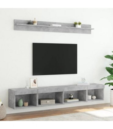 vidaXL 5 Piece TV Wall Units with LED Concrete Grey Engineered Wood