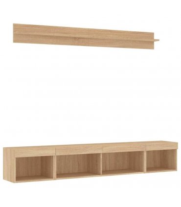 vidaXL 5 Piece TV Wall Units with LED Sonoma Oak Engineered Wood — V0671980988