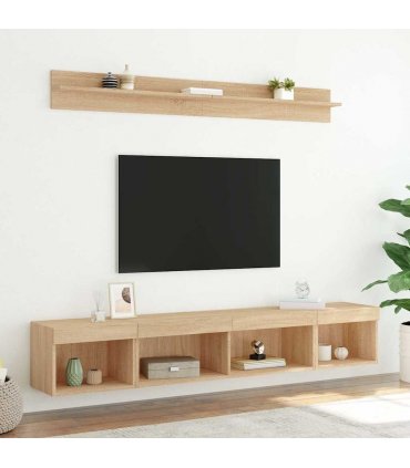 vidaXL 5 Piece TV Wall Units with LED Sonoma Oak Engineered Wood — V0671980988