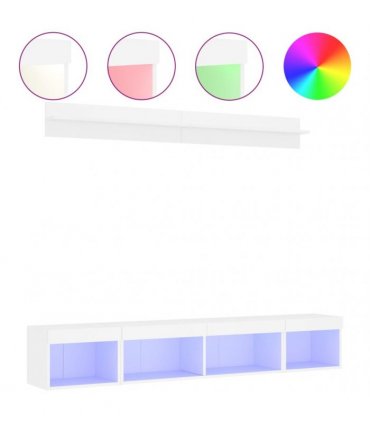 vidaXL 5 Piece TV Wall Units with LED White Engineered Wood — V0671980989