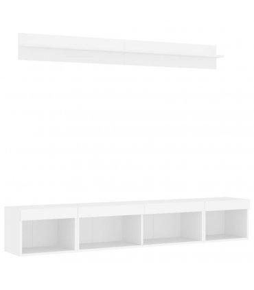 vidaXL 5 Piece TV Wall Units with LED White Engineered Wood — V0671980989