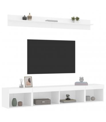vidaXL 5 Piece TV Wall Units with LED White Engineered Wood — V0671980989
