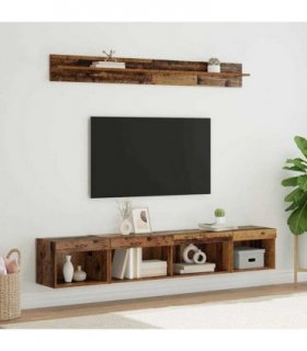 vidaXL TV Wall Cabinet Set with LED 5 pcs Old Wood Engineered Wood