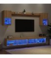 vidaXL 6 Piece TV Wall Units with LED Sonoma Oak Engineered Wood — V0671980996