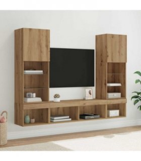 vidaXL TV Wall Units with LED 5 pcs Artisan Oak Engineered Wood — V0671980999