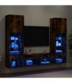 vidaXL 5 Piece TV Wall Units with LED Smoked Oak Engineered Wood — V0671981002