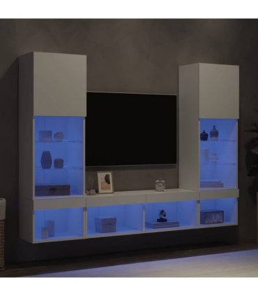 vidaXL 5 Piece TV Wall Units with LED White Engineered Wood — V0671981003