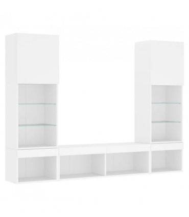 vidaXL 5 Piece TV Wall Units with LED White Engineered Wood — V0671981003