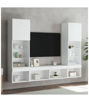 vidaXL 5 Piece TV Wall Units with LED White Engineered Wood — V0671981003