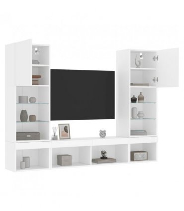 vidaXL 5 Piece TV Wall Units with LED White Engineered Wood — V0671981003