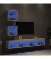 vidaXL 5 Piece TV Wall Units with LED White Engineered Wood — V0671981007