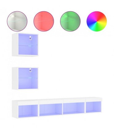 vidaXL 5 Piece TV Wall Units with LED White Engineered Wood — V0671981007