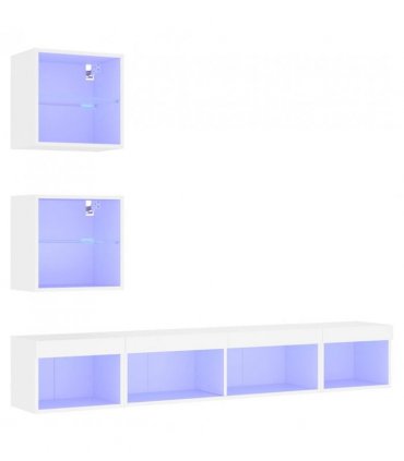 vidaXL 5 Piece TV Wall Units with LED White Engineered Wood — V0671981007