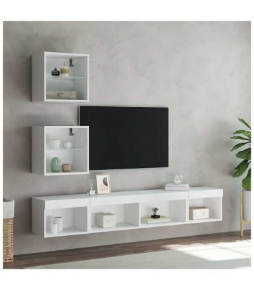 vidaXL 5 Piece TV Wall Units with LED White Engineered Wood — V0671981007