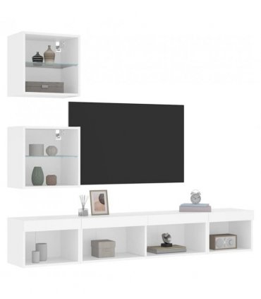 vidaXL 5 Piece TV Wall Units with LED White Engineered Wood — V0671981007