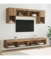 vidaXL TV Wall Units with LED 6 pcs Artisan Oak Engineered Wood — V0671981010