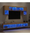 vidaXL 6 Piece TV Wall Units with LED Sonoma Oak Engineered Wood — V0671981016