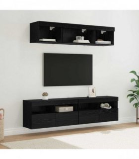 vidaXL TV Wall Units with LED with LED 5 pcs Black Oak 80 x 30 x 40 cm