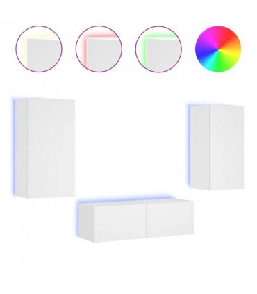 vidaXL 3 Piece TV Wall Cabinets with LED Lights White