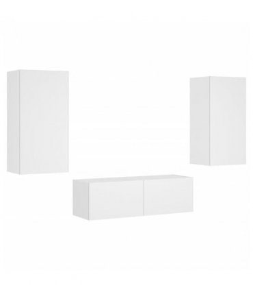 vidaXL 3 Piece TV Wall Cabinets with LED Lights White