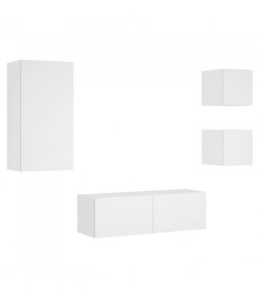 vidaXL 4 Piece TV Wall Cabinets with LED Lights White