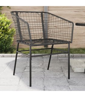 vidaXL Garden Chair | Black | PE Rattan, Powder-Coated Steel | Durable