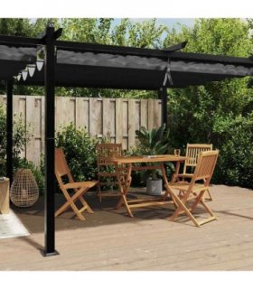 vidaXL Garden Gazebo with Retractable Roof Anthracite 3x6 m Aluminium